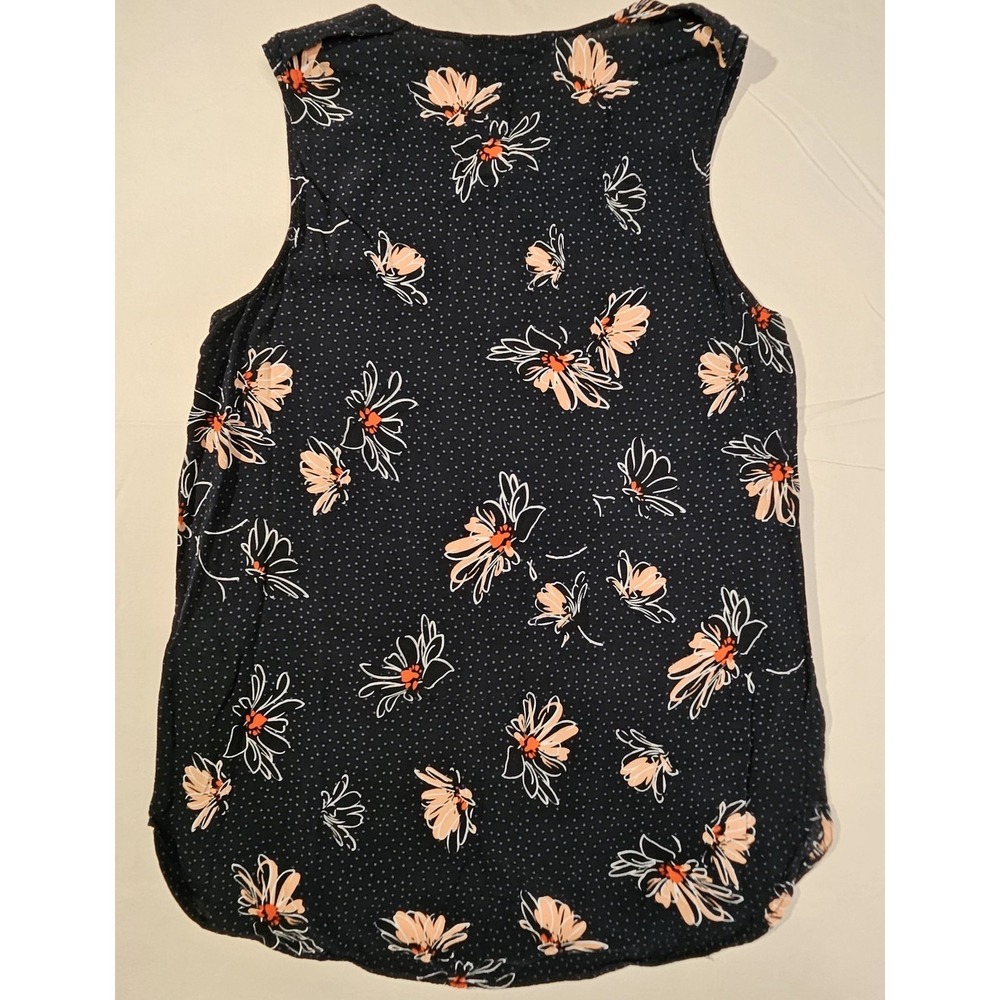 Banana Republic Womens Extra Small Navy Floral Button Up Sleeveless Blouse - Picture 7 of 7